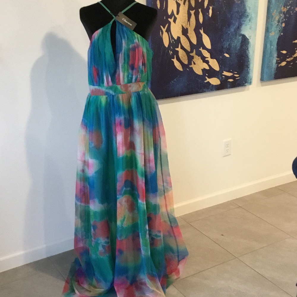 Multicolor Halter Maxi Dress